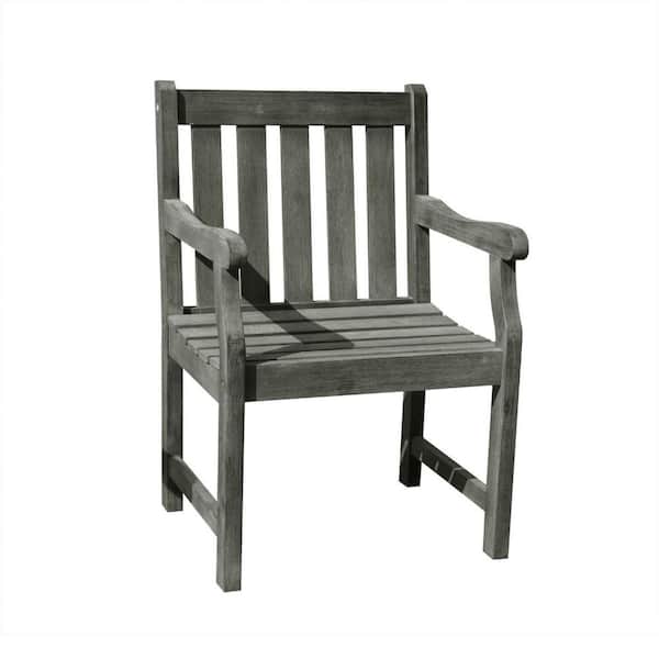 HomeRoots Danielle Gray Highbacked Solid Wood Arm Chair