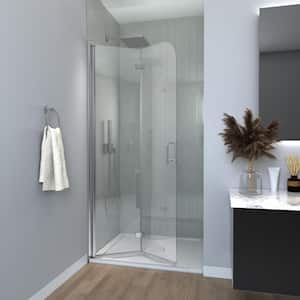 34 in. W x 72 in. H Bi-Fold Frameless Shower Door in Chrome with Clear Tempered Glass,Stainless Steel Handle