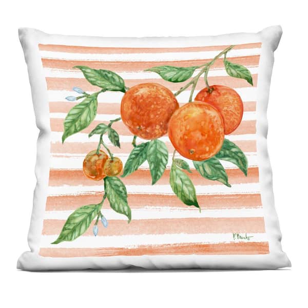Bright Juicy Orange Vine Orange Striped Zipper Polyester 18 in. X 18 in. Throw Pillow