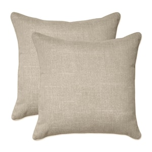 Solid Ivory Square Outdoor Square Throw Pillow 2-Pack