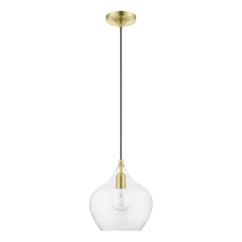 Aldrich 10" Clear Glass Brass Pendant Light