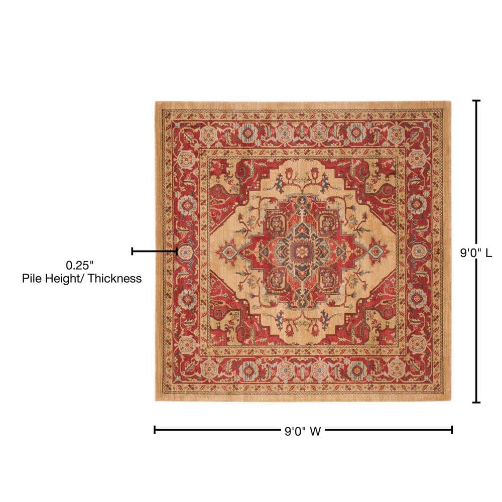 Safavieh Mahal Red and Natural Square Area Rug