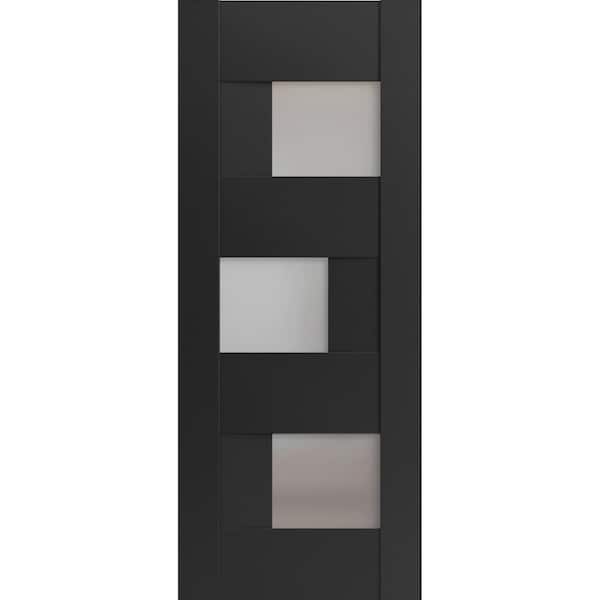 18 in. x 20 in. Solid MDF Frosted glass Black Matte Interior Door Slab