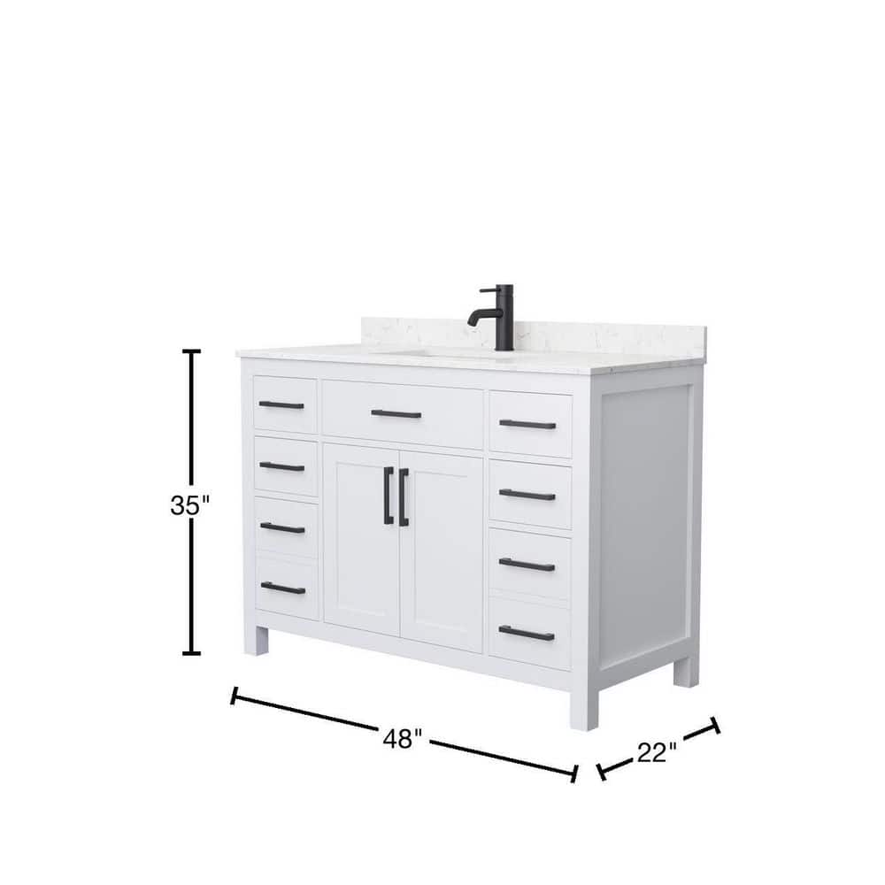 Beckett 48" White Freestanding Single Bathroom Vanity with Marble Top