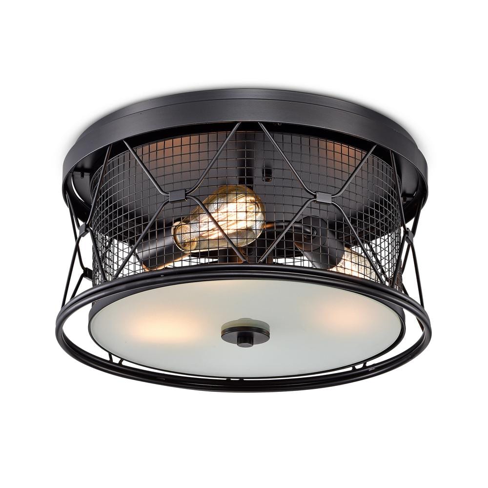 Warehouse of Tiffany Sheela 8 in. 3-Light Indoor Matte Black Finish Flush Mount Lamp with Light Kit