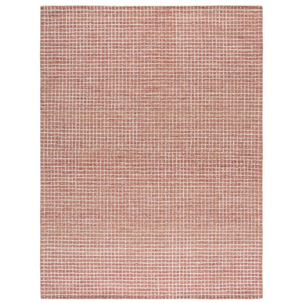 Abstract 9 ft. x 12 ft. Ivory/Blush Grid Geometric Area Rug