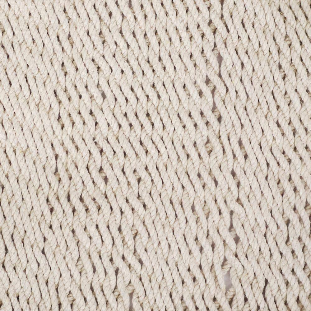 Beige Woven Polyester Hammock with Wooden Spreader Bars