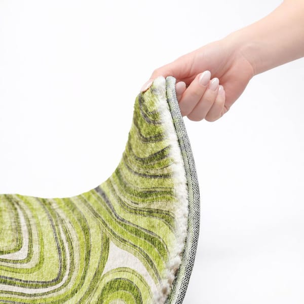 Dream Shag Premium Machine Washable Abstract ADS756 Lime 5 ft. x 7 ft. 6 in. Area Rug