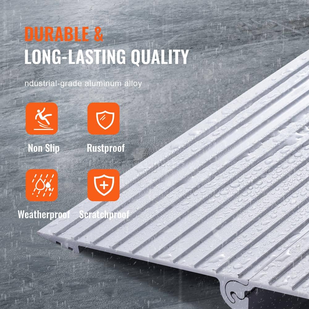 Adjustable Aluminum Threshold Ramp for Wheelchairs, 800 lb Capacity