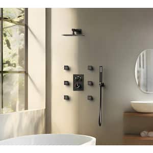 Luxury 3-Spray Patterns Thermostatic 12 in. Wall Mount Rainfall Dual Shower Heads with 6-Jet(Valve Included)