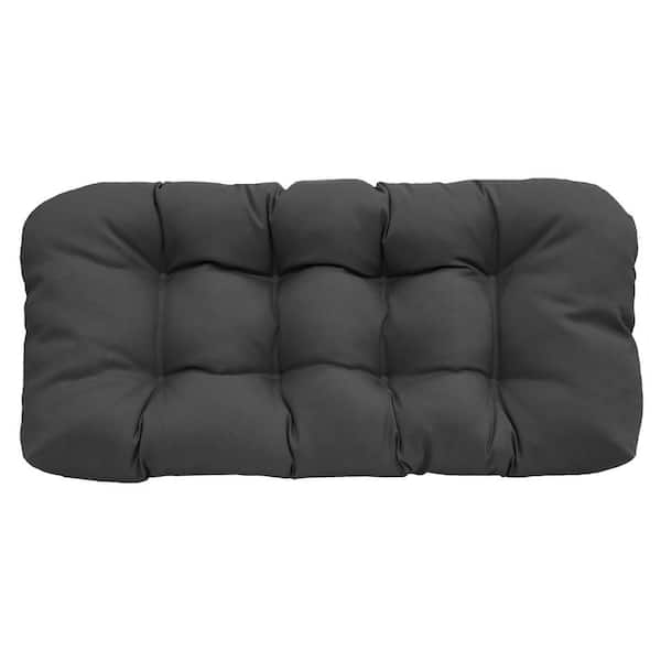 OUTDOOR DECOR BY COMMONWEALTH Ebony Outdoor Cushion Wicker Settee in Black 19 x 44 - Includes 1-Wicker Settee Cushion