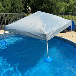 Grey 10 ft. x 10 ft. Steel and Aluminum Frame Floating Tent Pool Pop Up Gazebo with Fabric Canopy