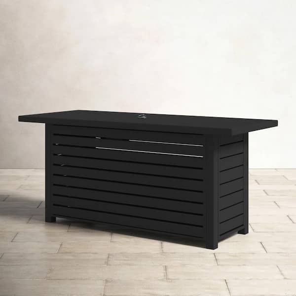 Black Steel Propane/Natural Gas Outdoor Fire Pit Table with Lid
