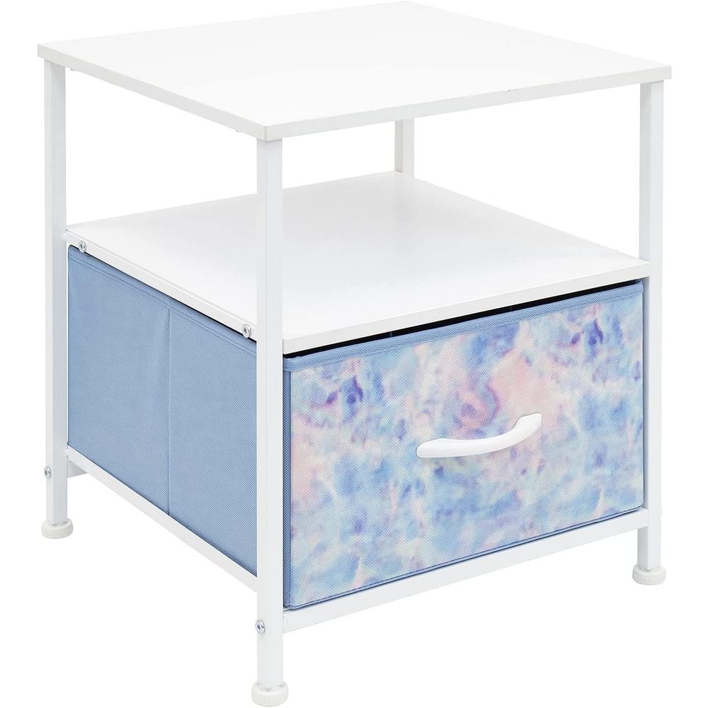 Pink Tie-Dye 1-Drawer Nightstand with Shelf