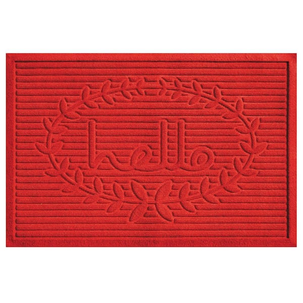 Poly Hello Indoor/Outdoor Mat, 3' x 5', Red