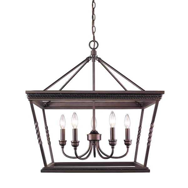 Golden Lighting Davenport 5-Light Etruscan Bronze Chandelier