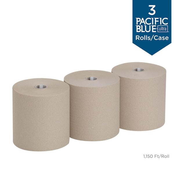 Pacific Blue Ultra 1150 ft. L Brown 100% Recycled Paper Towel Roll (3-Rolls per Pack)