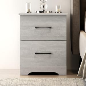 Darsh 2-Drawer Dusty Gray Oak Nightstand Sidetable (23.6 in. x 18.9 in. x 15.7 in.)