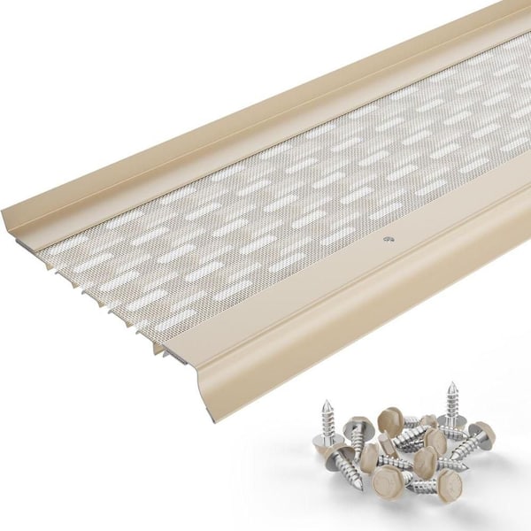 6 in. Gutter Guard Sample-Cream, Contractor-Grade Aluminum and Steel Mesh Leaf Guard (1 ft.)