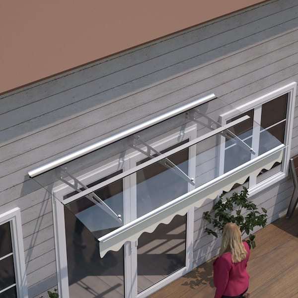 Tatayosi 79 in. W x 34 in. D Door Window Awning Canopy with Valance for Wooden Wall House, Clear