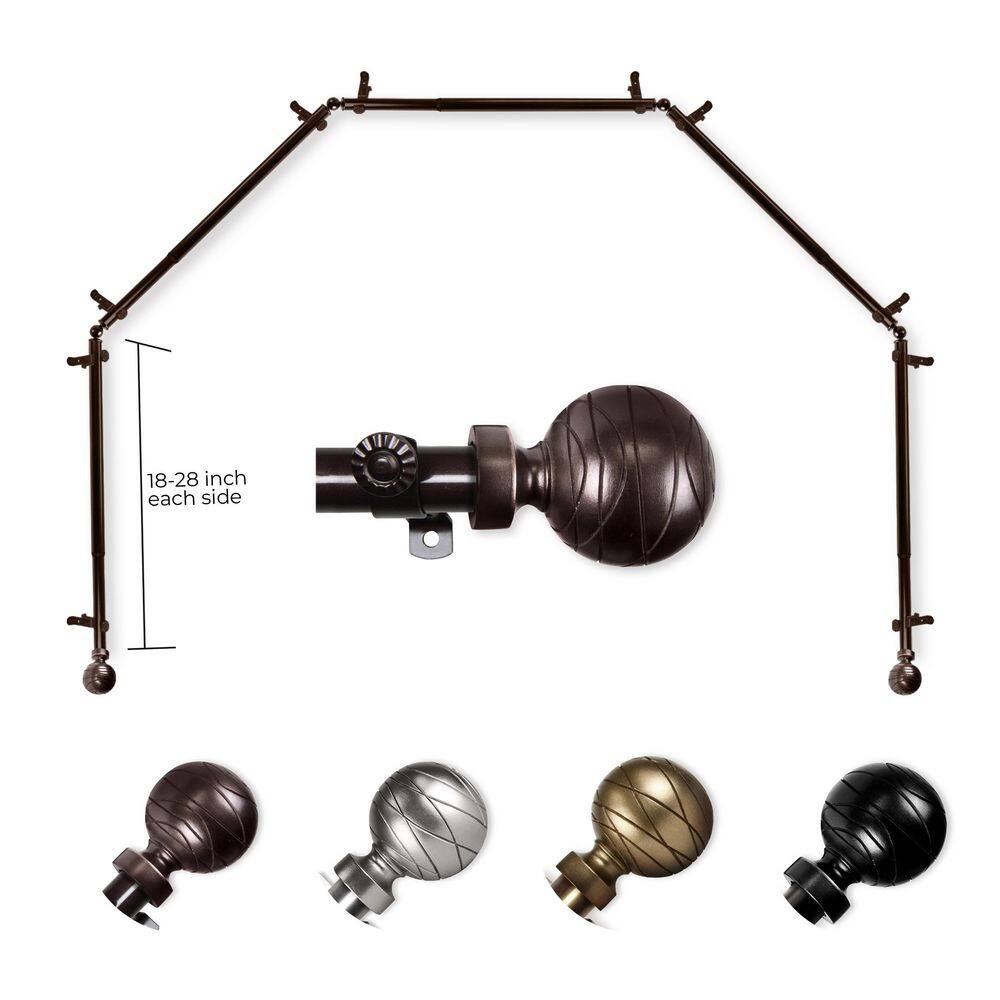 "13/16"" Arman 5-Sided Bay Window Curtain Rod (18-28 inch each side)-Cocoa" price history on PriceWatchPro