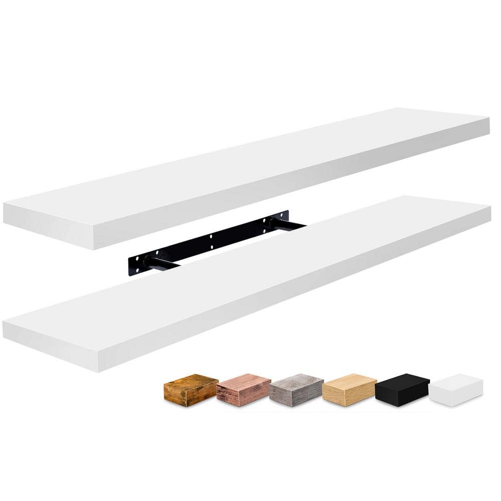 2-Pack Long Floating Shelves, 35 in. W x 9 in. D White Decorative Wall Shel