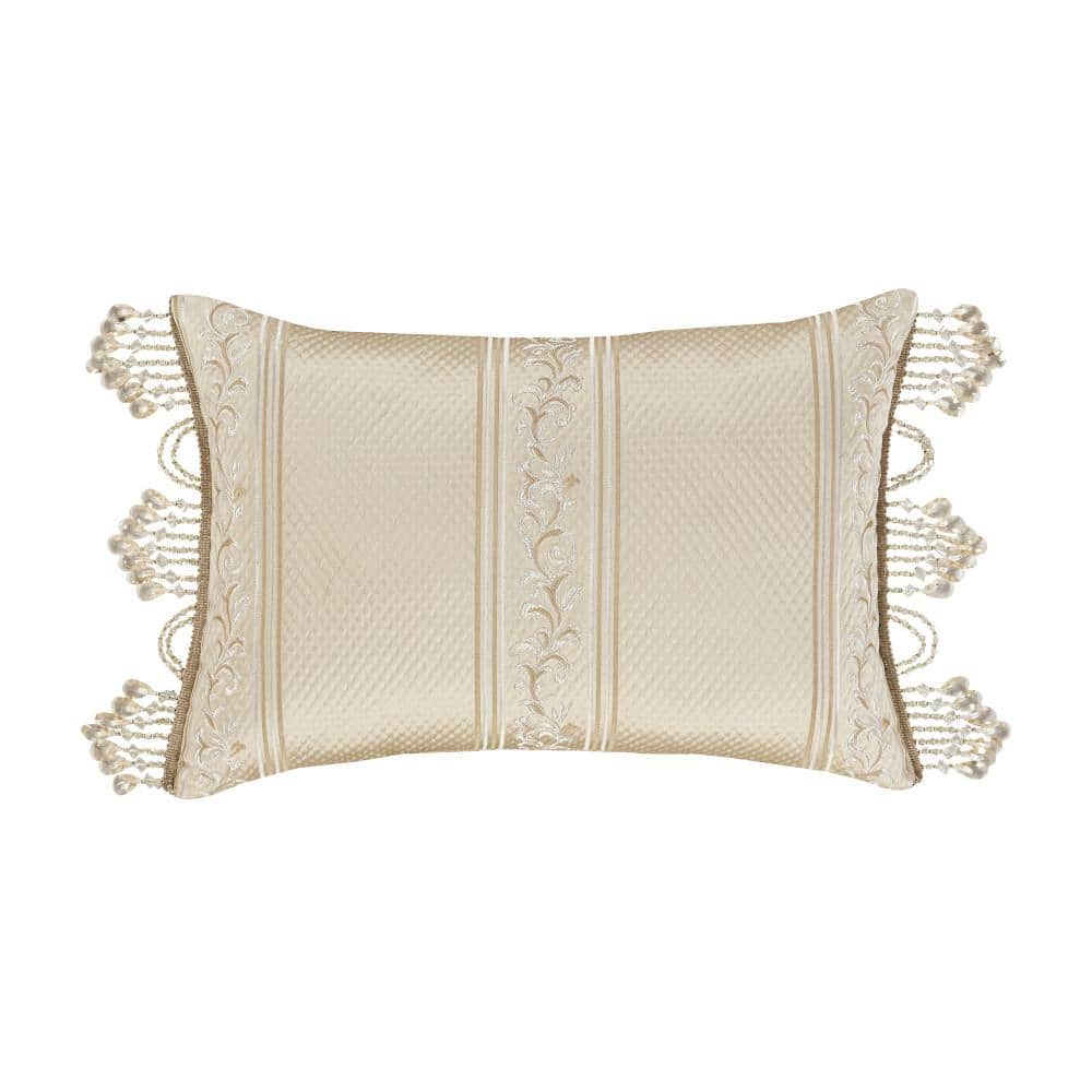 Champagne Gold Satin Boudoir Decorative Throw Pillow 15x22"