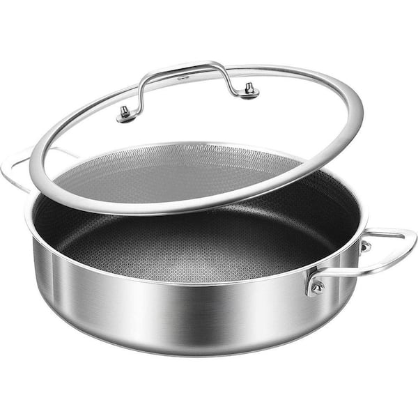 12 qt. Stainless Steel Nonstick Saute Pan with Lid, Tri-Ply Construction, Dishwasher and Oven Safe, 1 Piece