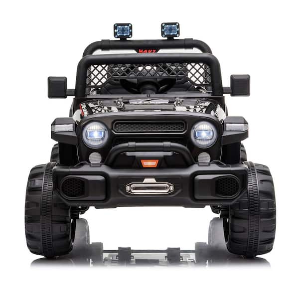 Karl home 12-Volt Kids Ride On Truck Car with Remote LED Lights Music in Black
