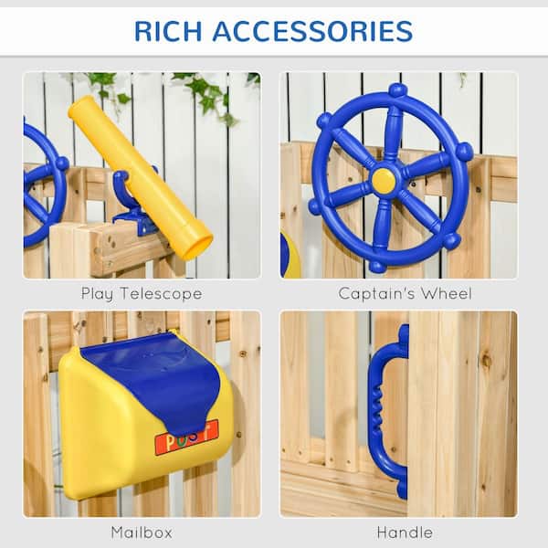 Sudzendf 3 in 1 Wooden Swing Set Outdoor Playset with Baby
