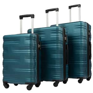 3-Piece Dark Green Spinner Wheels, Rolling, Lockable Handle and Light-Weight Luggage Set