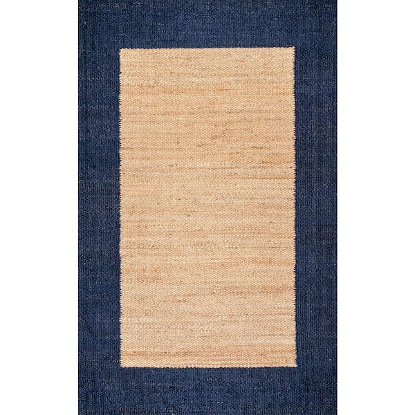nuLOOM Laird Wide Border Jute Navy 8 ft. x 10 ft. Area Rug CLSU01B