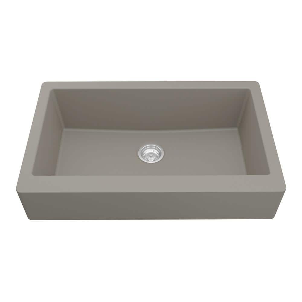 34'' Matte Concrete Quartz Farmhouse Single Bowl Kitchen Sink