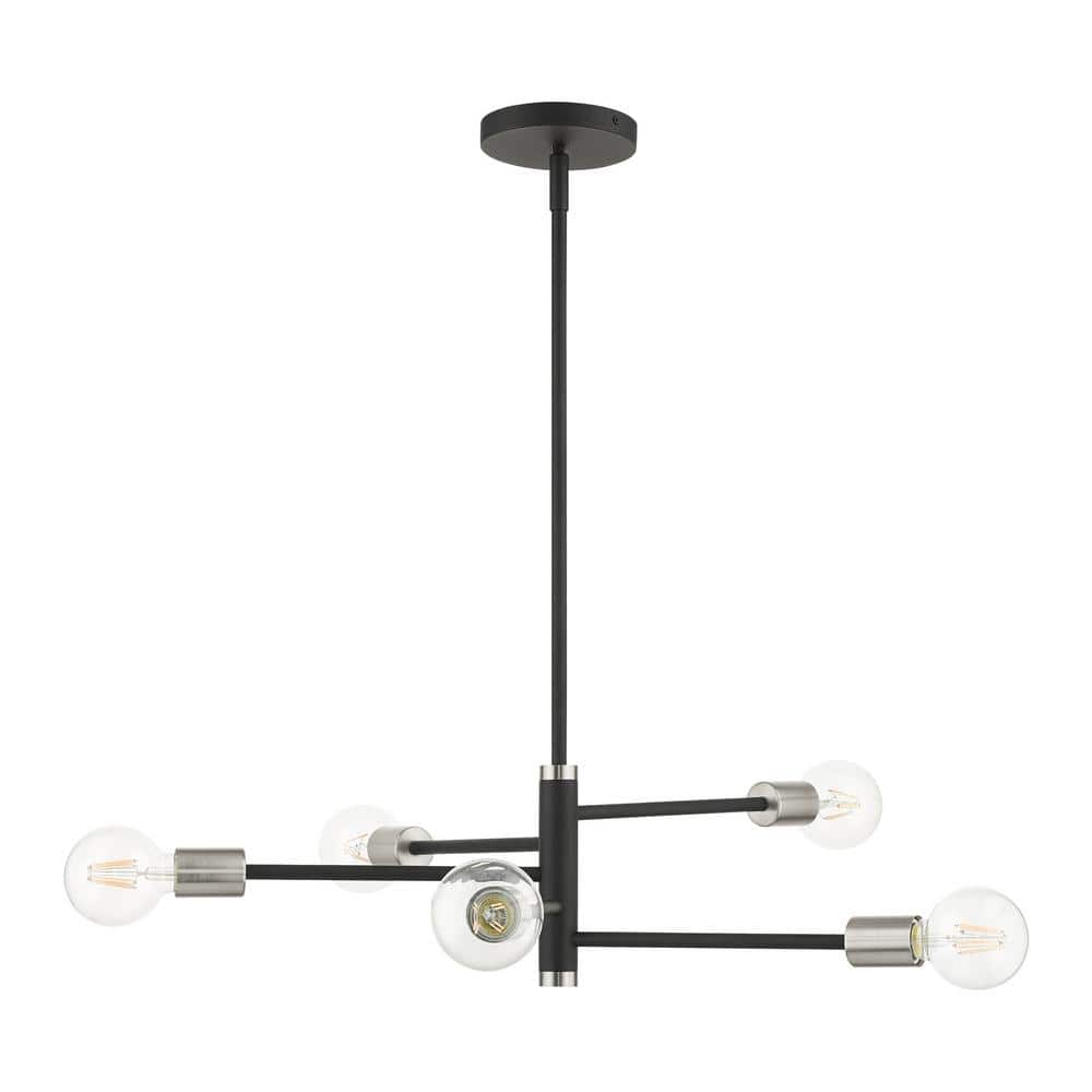 Bannister 5-Light Asymmetrical Black and Nickel Chandelier