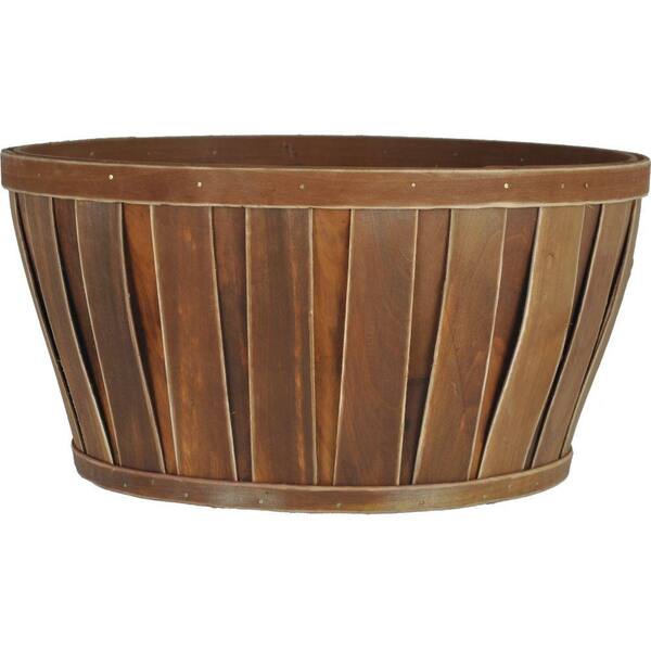 Pride Garden Products 14 in. Wood Warm Brown Bushel Basket