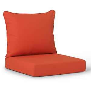FadingFree 2-Piece Outdoor Patio Deep Seating Lounge Chair Seat Cushion and Back Pillow Set, Orange