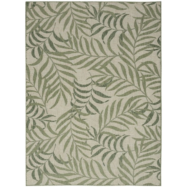 Nourison Garden Oasis Ivory Green 6 ft. x 9 ft. Nature-inspired Contemporary Area Rug