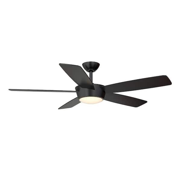Breezism Eudora 52 in. LED Indoor Black Ceiling Fan with Remote