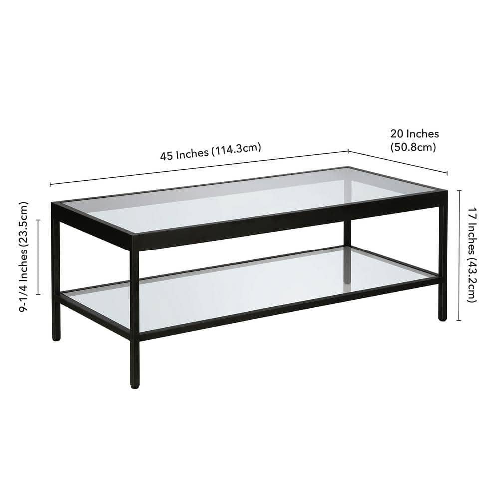 Alexis 45" Blackened Bronze Rectangular Glass Coffee Table