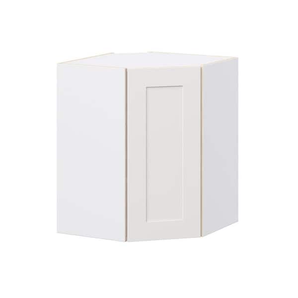 J COLLECTION Roseland 24 in. W x 14 in. D x 30 in. H Assembled Shaker Diagonal Corner Kitchen Cabinet in Warm White