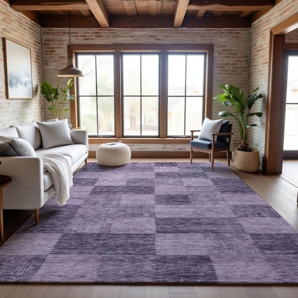 Mayfield Premium Machine Washable Abstract AMF1139 Purple 3 ft. x 5 ft. Area Rug