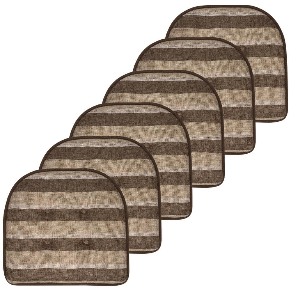 Bradford Stripe U-Shape Memory Foam 17 in.x16 in. Non-Slip Back, Chair Cushion (6-Pack) Choco/Beige price history on PriceWatchPro