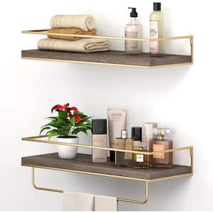 6 in. W x 4 in. H x 16 in. D Bathroom Shelves Over The Toilet Storage, Wall Mounted with Removable Legs (Brown)
