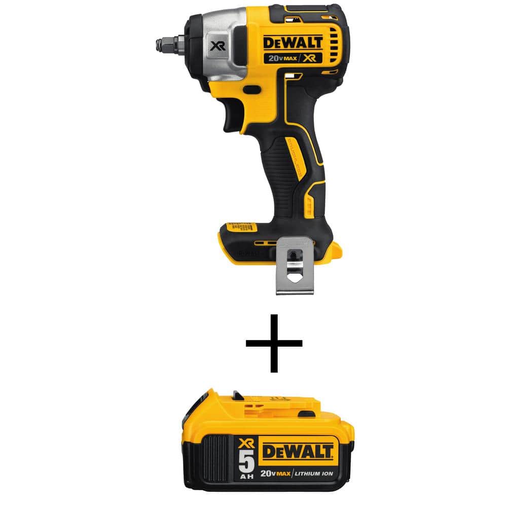 DEWALT 20V MAX Lithium-Ion 3/8 in. Cordless Compact Impact Wrench and (1) 20V MAX XR Premium Lithium-Ion 5.0Ah Battery -  DCF890BWDCB20