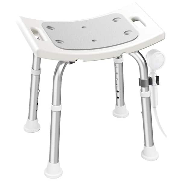 17 in. L x 10.5 in. W x 19 in. H Adjustable Shower Stool with Suction Feet for Elderly and Disabled, Inside Tub, Gray