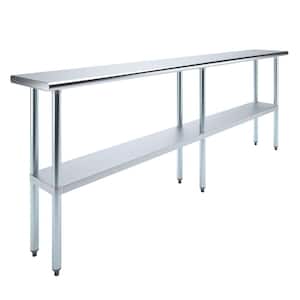 14 in. x 96 in. Stainless Steel Kitchen Utility Table with Adjustable Bottom Shelf