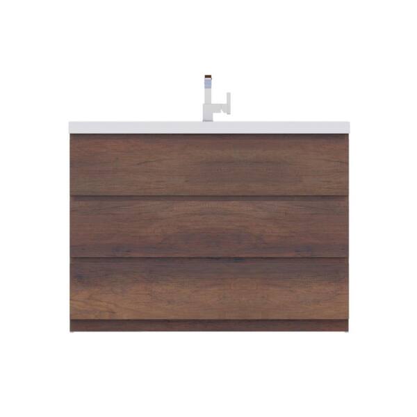 Alya Bath Paterno 42 in. W x 19 in. D x 36 in. H Freestanding Bath Vanity in Rosewood with White Solid Surface Top