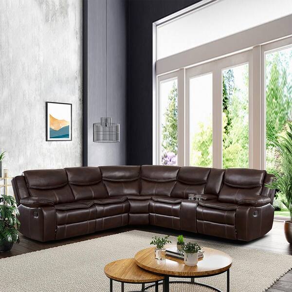 Lazzara Austin 118 in. Straight Arm 3-piece Faux Leather Reclining