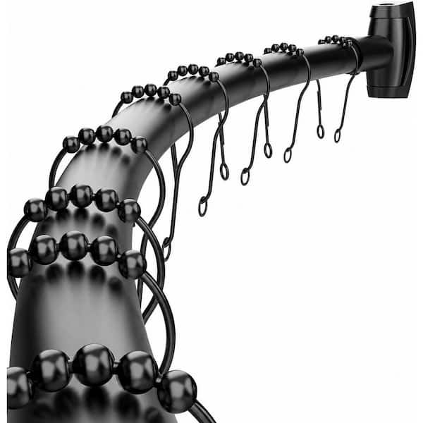 Curved Adjustable Shower Curtain Rod, 40 to 72 in. with Rotating Wall Brackets for Extra Space, Black