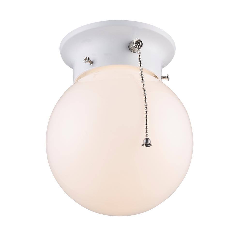 White Glass Globe Flush Mount with LED and Incandescent Options